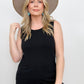 Zenana Solid Round Neck Sleeveless Side Slit Top