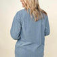 Petal Dew Solid V Neck Long Sleeve Loose Fit T-Shirt