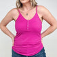 Zenana Ribbed Snap Button Closure Cami Top