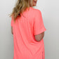 Zenana Cuffed Sleeve Side Slit High-Low Hem T-Shirt