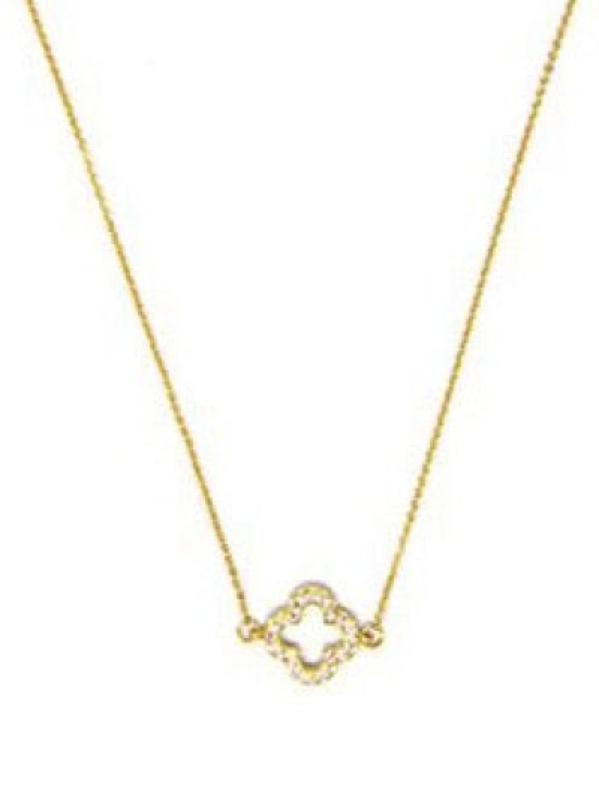 Melania Clara Large Pave Crystal Clover Pendant Dainty Necklace