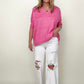 Davi & Dani Wide Neck Oversized Loose Knit Top