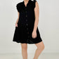 Cozy Co Refreshing V-Neck Button Down Mini Dress with Ruffle Sleeves