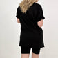 Zenana Brushed Dty Microfiber V-Neck Top & Biker Shorts