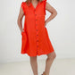 Cozy Co Refreshing V-Neck Button Down Mini Dress with Ruffle Sleeves