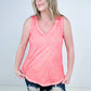 Zenana Washed Raw Edge V-Neck Tank Top