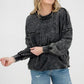 Zenana Acid Wash Raw Edge Front Pocket Pullover