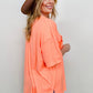 Zenana Oversized Front Pocket Raw Edge High-Low Hem Top