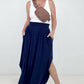 Zenana "Sydney" Smocked Waist Side Slit Maxi Skirt