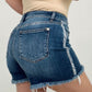 Judy Blue High Waist With Side Seam Fray Detail Denim Shorts