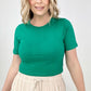 Zenana Cotton Short Sleeve Roud Neck Cropped Top