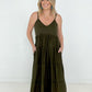 New Colors - Zenana V-Neck Cami Maxi Tiered Dress with Side Pockets