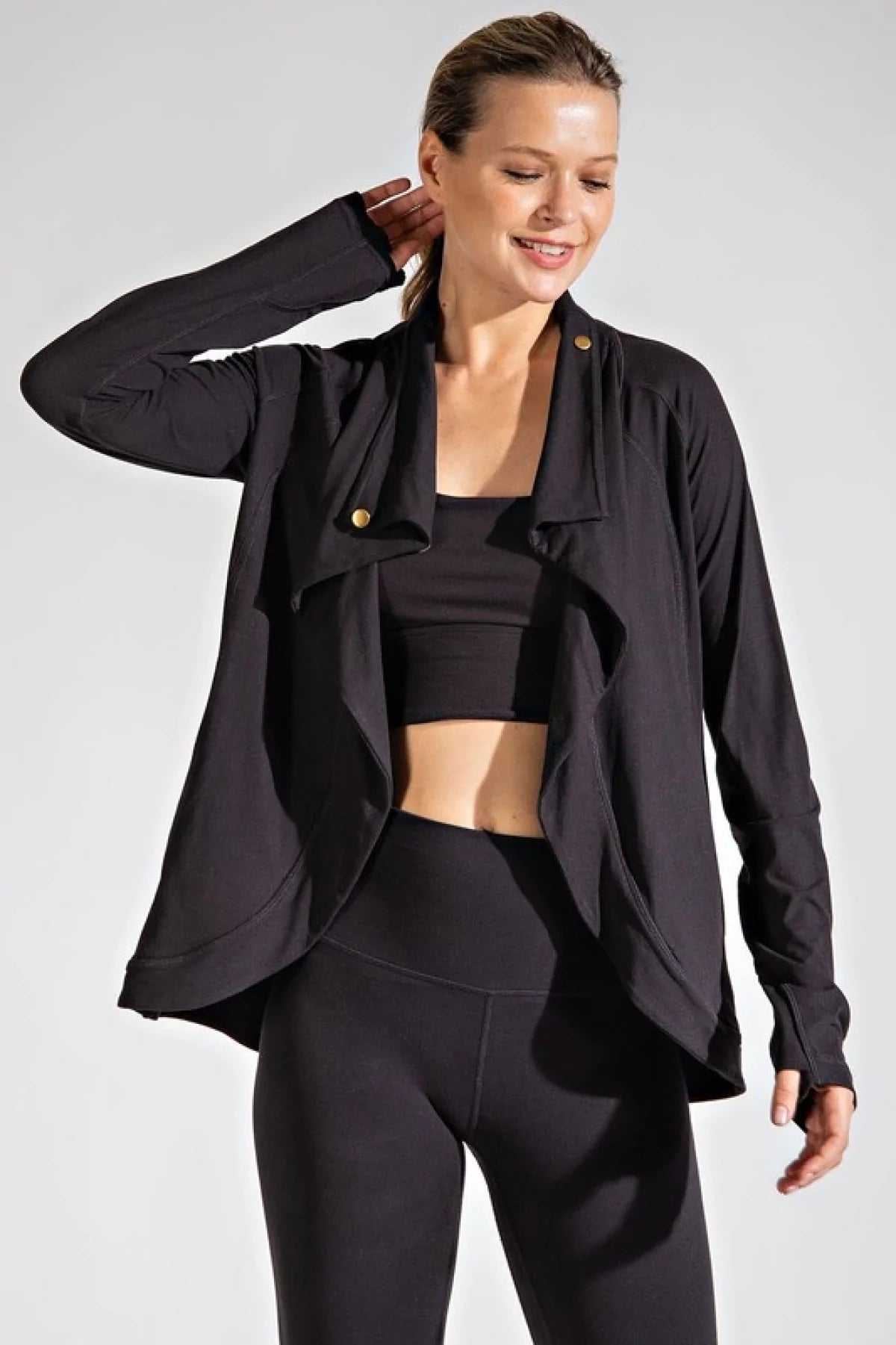 New Colors - Rae Mode Cowl Neck Asymmetric Jacket