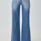 Risen Mid-Rise Button Down Wide Leg Jeans