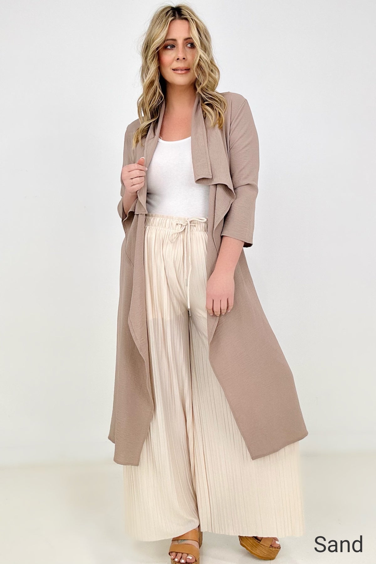 Jade By Jane Draped Front Long Body Jacket