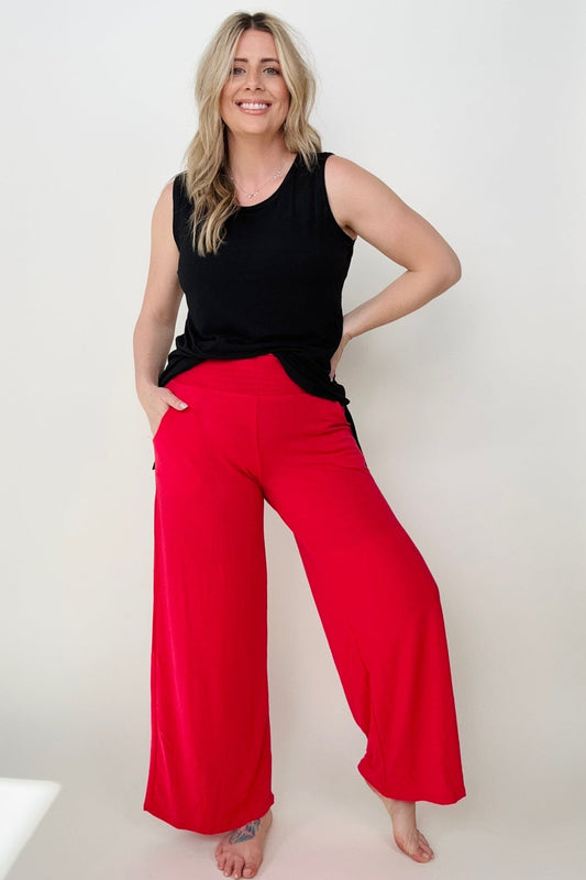 Zenana Smocked Waistband Wide Leg Pants