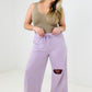 Zenana French Terry Laser Cut Pants With Pockets