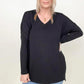 Zenana Solid Dolman Sleeve V Neck Top With Side Slits