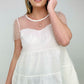 White Birch Short Sleeve Solid Swiss Dot Mesh Knit Top