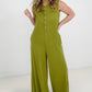 Jade By Jane Button Up Textured Wide Leg Jumpsuit