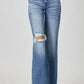 Risen Mid-Rise Button Down Wide Leg Jeans