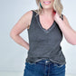 Zenana Washed Raw Edge V-Neck Tank Top