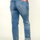 Judy Blue Mid-Rise Destroy & Paisley Print Boyfriend Jeans