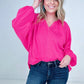 Split V Neck Dolman Sleeve Top