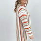Cozy Co Multi-Color Striped Open Knit Fringe Cardigan