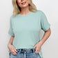 Zenana Cuffed Sleeve Side Slit High-Low Hem T-Shirt