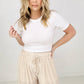 Zenana Cotton Short Sleeve Roud Neck Cropped Top