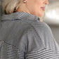 Mixed Houndstooth Button Up Top