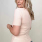 New Colors! - Fawnfit Basic Ribbed Fitted Tee with Built In Bra