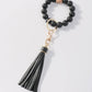 Solid Beaded Bracelet With Tassel Keychain