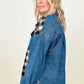 Cotton Bleu Brushed Plaid Denim Jacket
