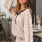 BiBi Floral Fiona Button Detail Long Sleeve Top