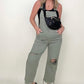 Risen High Rise Distressed Straight Overalls
