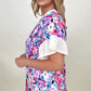 BiBi Floral Brushed Ruffle Sleeve Top