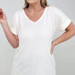 Zenana "Simply Spring" Ribbed V-Neck High-Low Hem Top with Side Slits