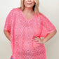 Cotton Bleu Lace V Neck Drop Shoulder Oversize Top