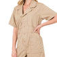Zenana Woven Cotton Button Front Shirt Romper