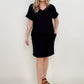 Zenana Brushed DTY Cuffed Short Sleeve V-Neck Dress