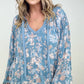 BiBi Floral Woven York Tied Neck Long Sleeve Top