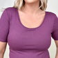 New Colors! - Fawnfit Basic Ribbed Fitted Tee with Built In Bra