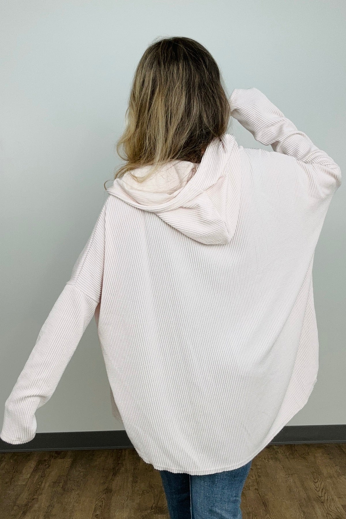 Blumin Solid Ribbed Zip Up Hoodie Jacket