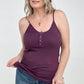 Zenana Ribbed Snap Button Closure Cami Top