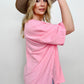 Zenana Oversized Front Pocket Raw Edge High-Low Hem Top