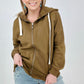 Zenana Solid Zipper Up Hoodie