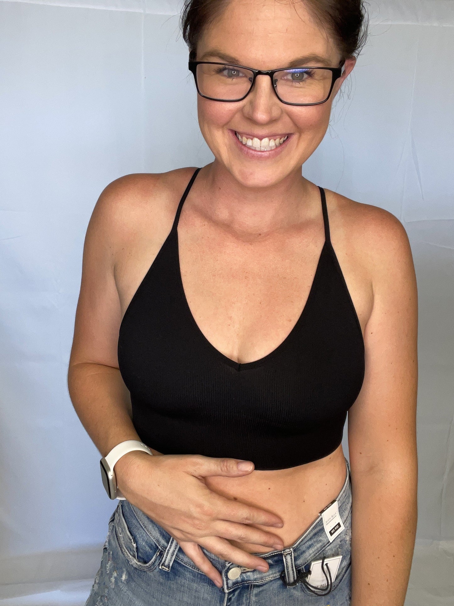 Black Ribbed Seamless Bra