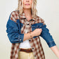 Cotton Bleu Brushed Plaid Denim Jacket